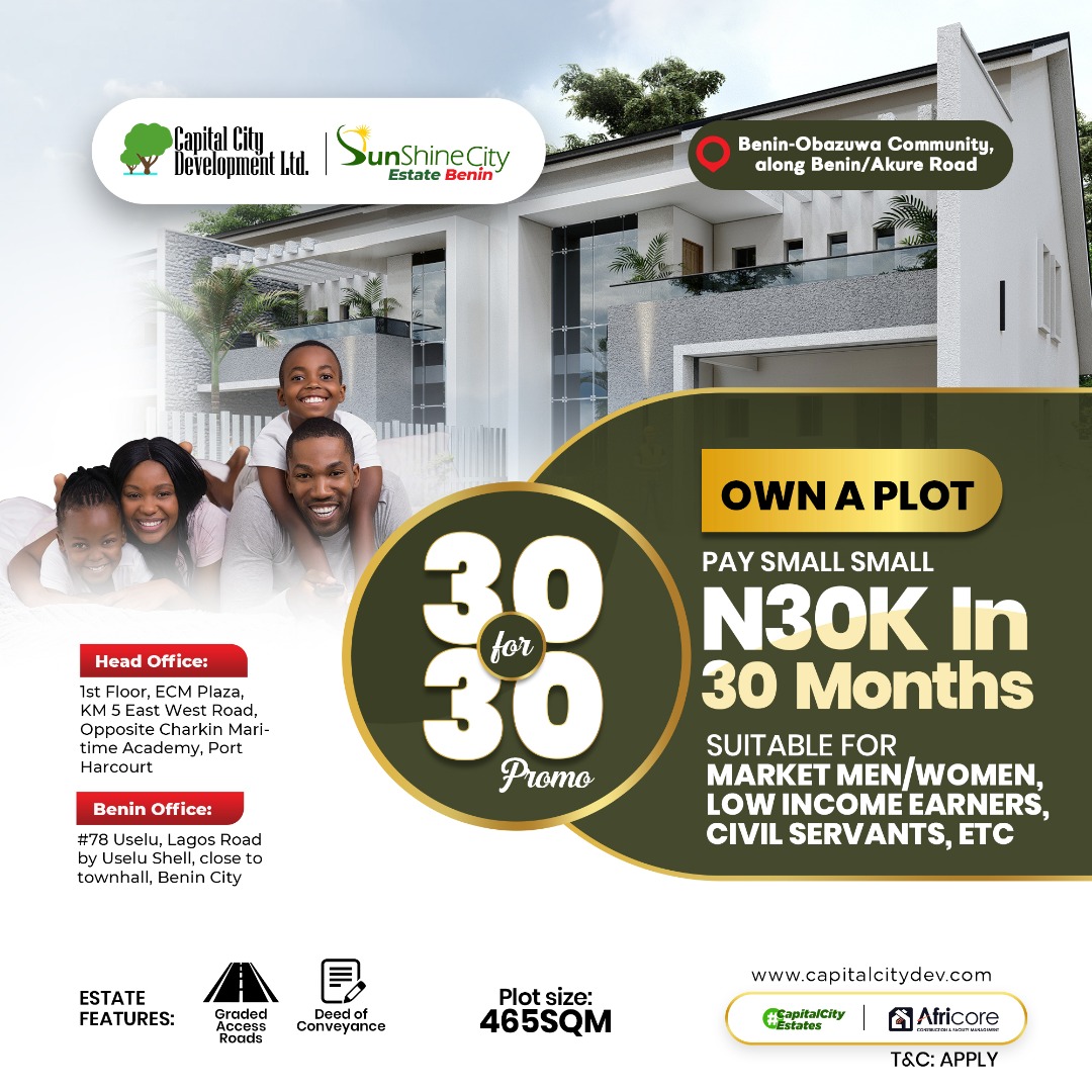 SUNSHINE CITY ESTATE BENIN (30 FOR 30 SPECIAL PROMO ONLY)