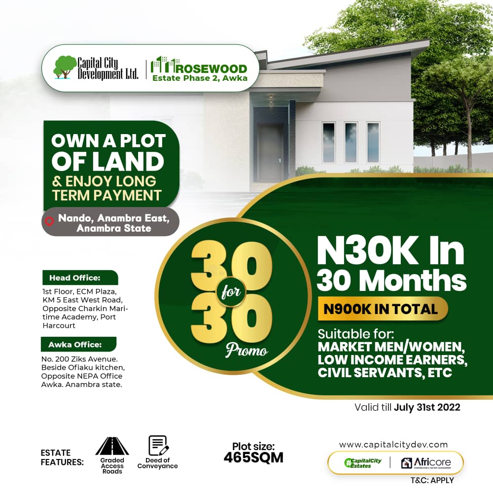 ROSEWOOD ESTATE PHASE 2, AWKA (30 FOR 30 SPECIAL PROMO)