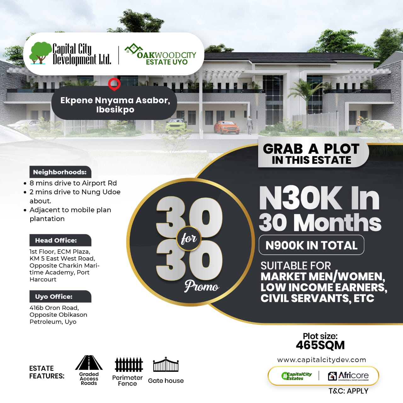 OAKWOOD CITY ESTATE UYO. (30 FOR 30 PROMO ONLY) AKWA IBOM