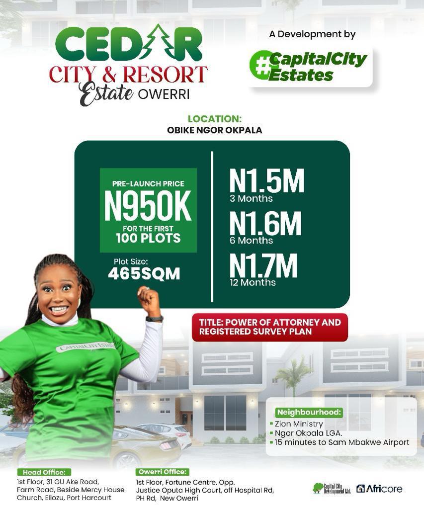 CEDAR CITY AND RESTORT ESTATE, OWERRI